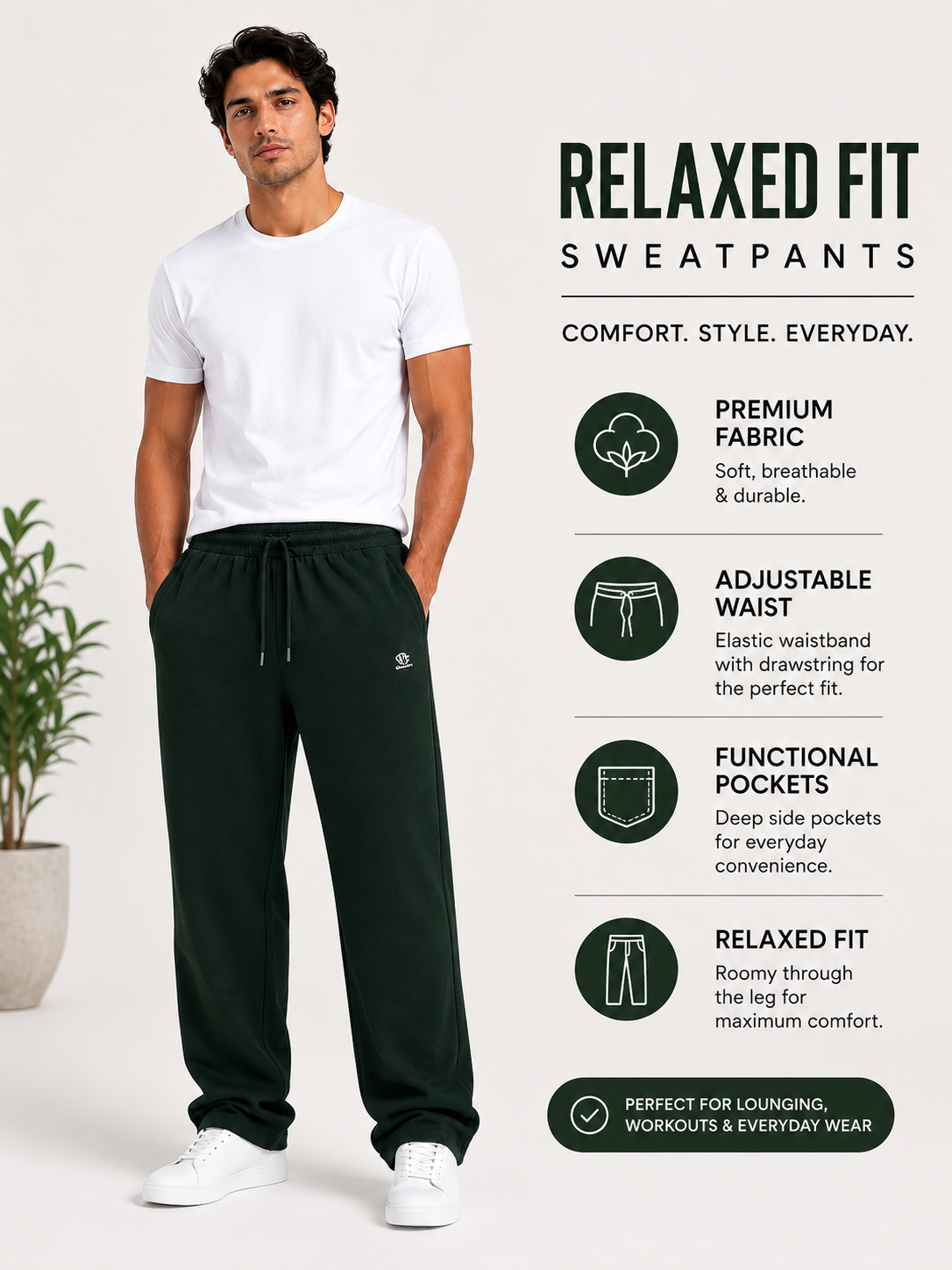 TRACKPANT FOR MEN DARK GREEN (DRIPZEN) - Image 4