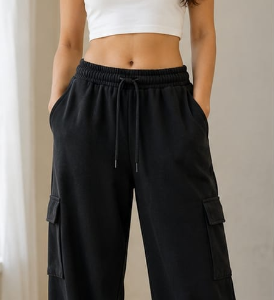 WOMEN OR GIRLS CARGO TROUSERS BLACK (DRIPZEN