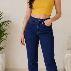 WOMEN DENIM JEANS DARK BLUE (DRIPZEN)