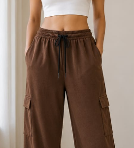 WOMEN OR GIRLS CARGO TROUSERS BROWN (DRIPZEN)