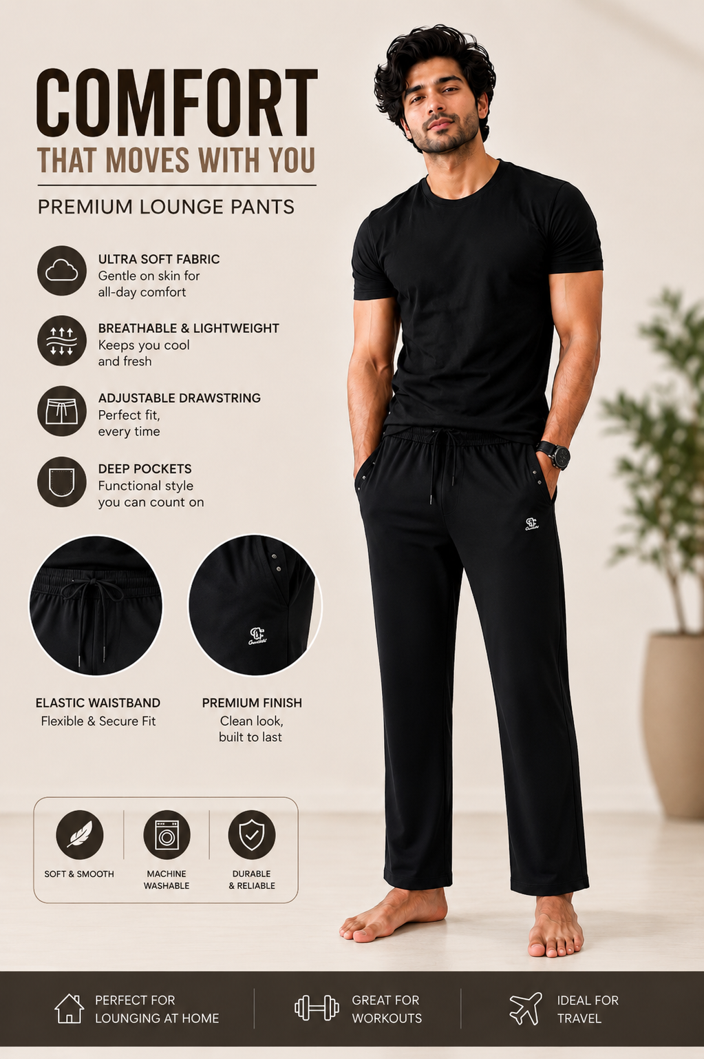 TRACKPANT FOR MEN BLACK(DRIPZEN) - Image 5