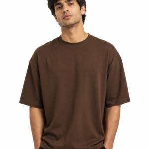 ROUND NECK T SHIRT OVERSIZED CHOCOLATE BROWN (DRIPZEN)