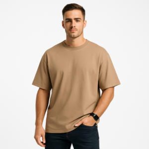 ROUND NECK T SHIRT OVERSIZED BEIGE (DRIPZEN)